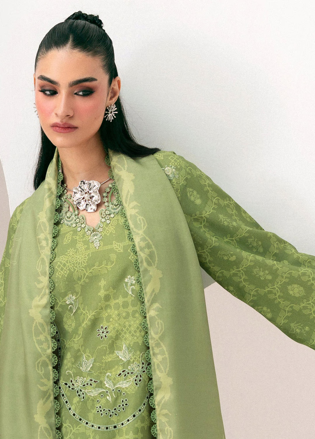 Q prints by Qalamkar Unstitched Embroidered Slub Linen 3 Piece Suit QLK26ULQ Nazia QPW-03A - Winter Collection