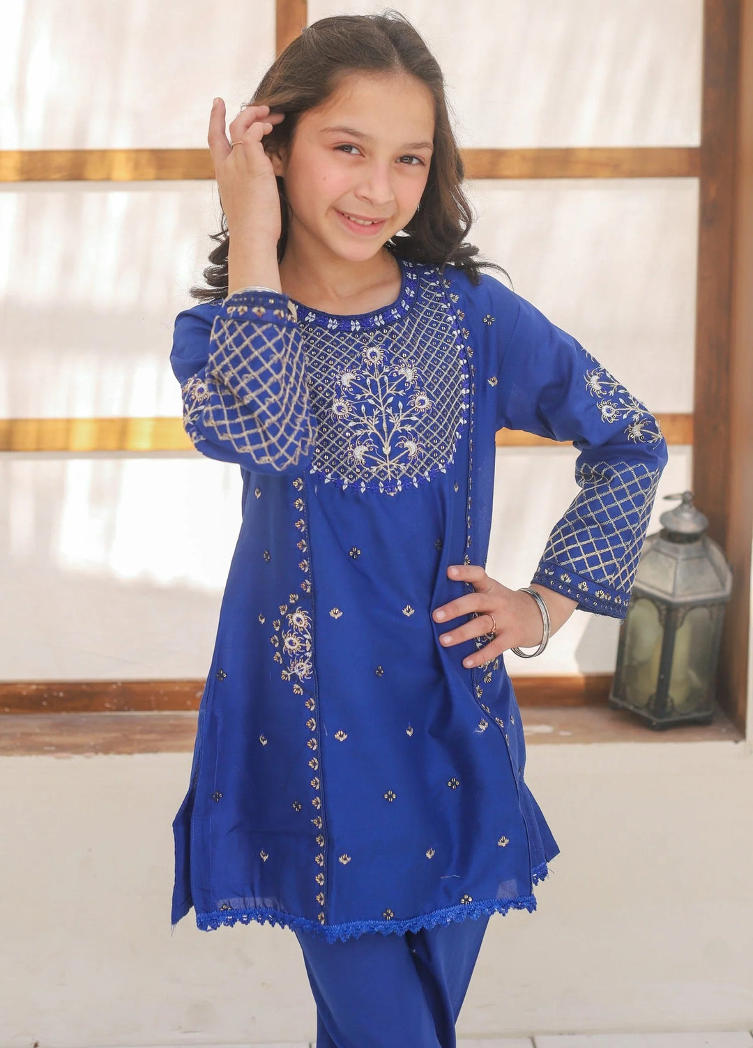 Khanak Girls RTW Embroidered Cotton 2 Piece Suit KST-141 - Casual Collection