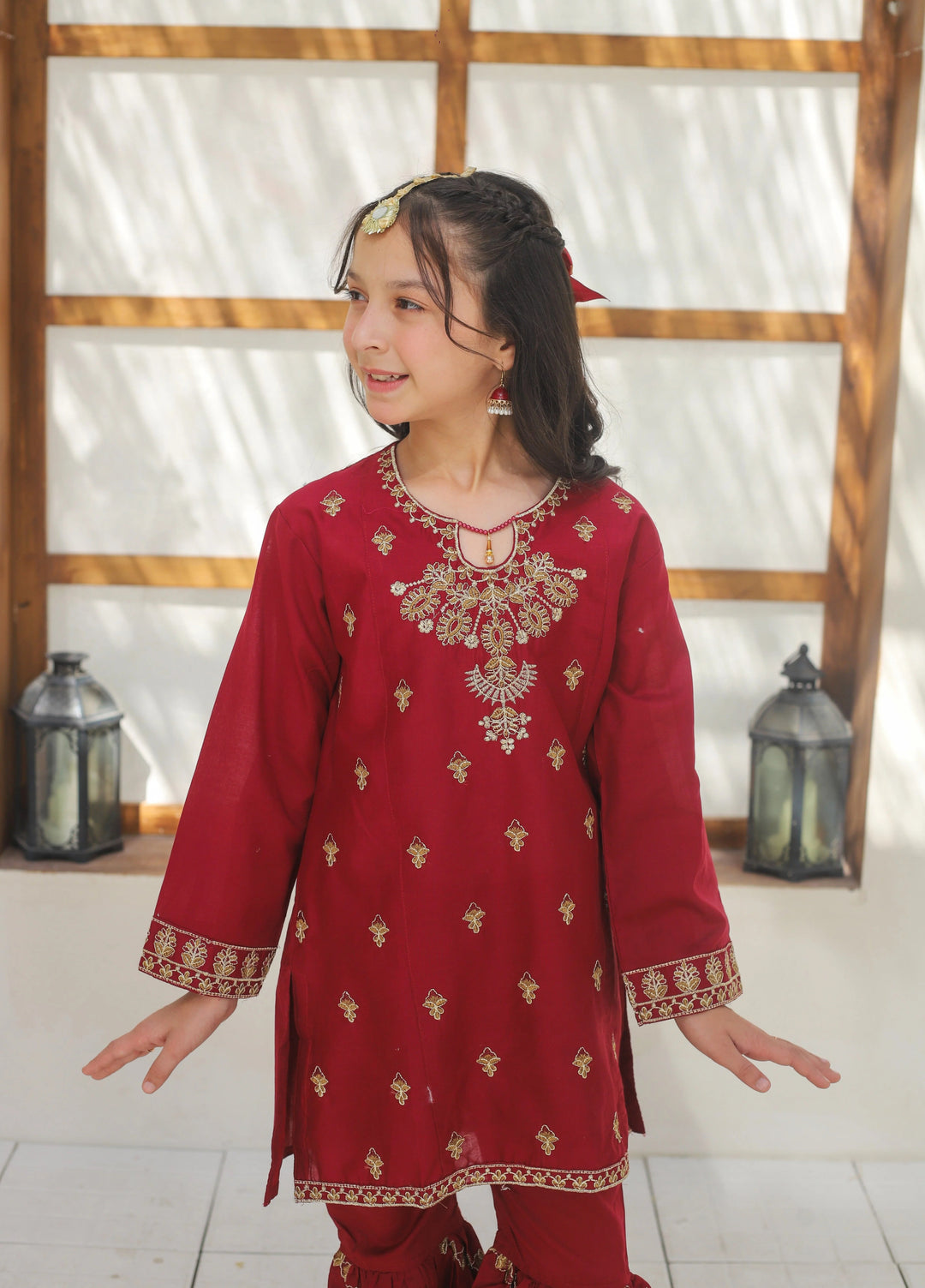 Khanak Girls RTW Embroidered Cotton 2 Piece Suit KST-145 - Festive Collection