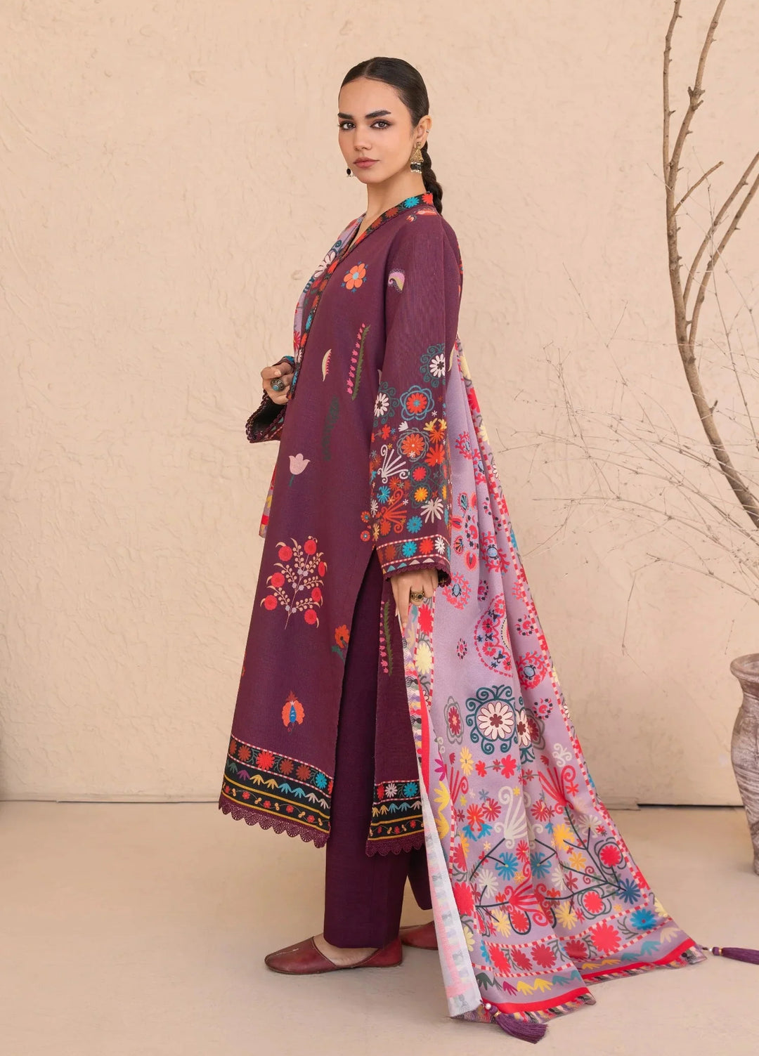 Chandan Nagri Women RTW Embroidered Khaddar 3 Piece Suit Noorza - Festive Collection