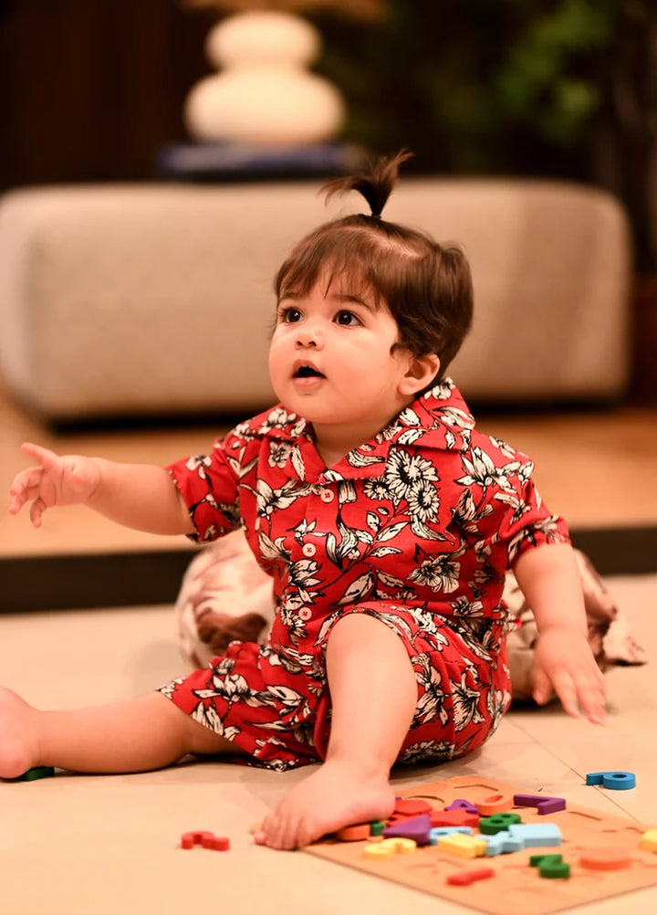 BabyCo Kids RTW Printed Cotton Co-Ord Sets Suit Waikiki Floral Resort Unisex - Casual Collection