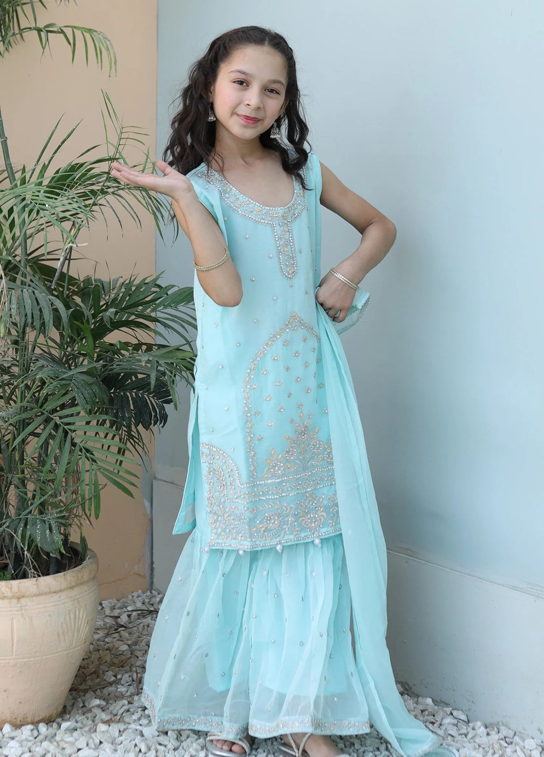 Khanak Girls RTW Embroidered Chiffon 3 Piece Suit KG-11 - Festive Collection