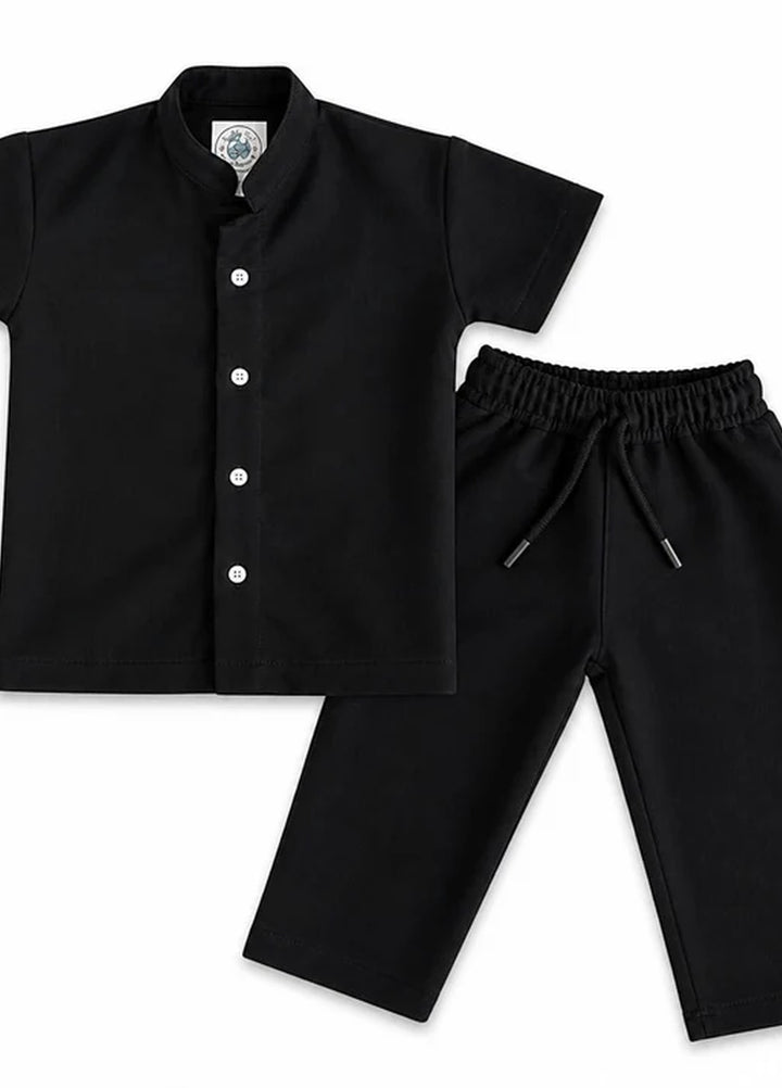 BabyCo Kids RTW Solids Cotton Co-Ord Sets Suit Oasis Relaxed Black - Casual Collection