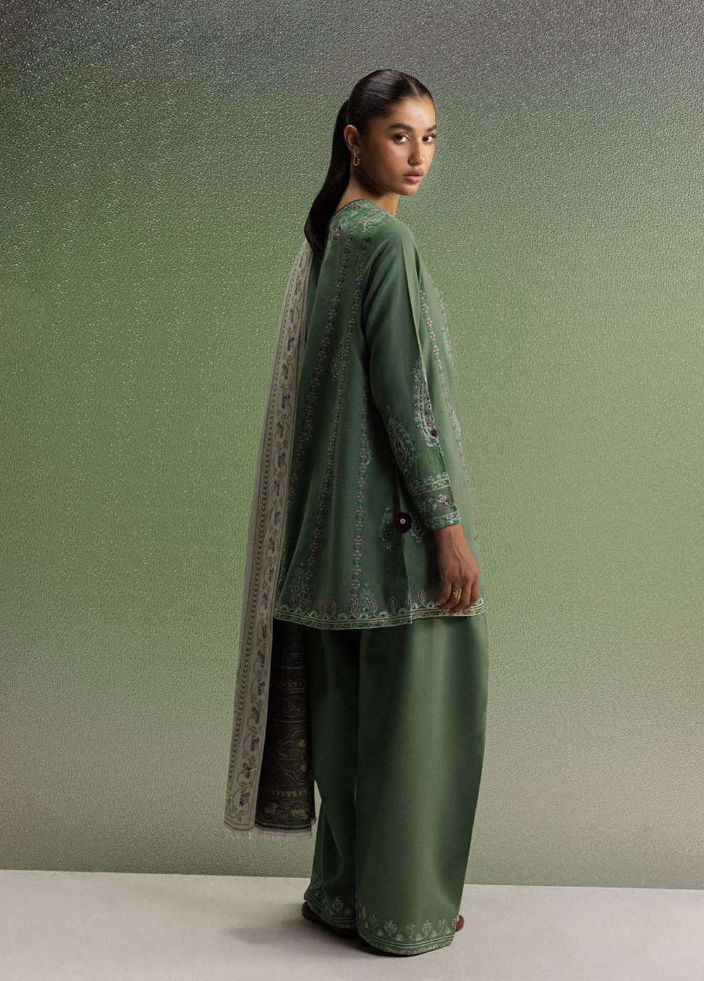 Coco by Zara Shahjahan Unstitched Khaddar 3 Piece Suit CZS26UKW SARD 1B - Winter Collection