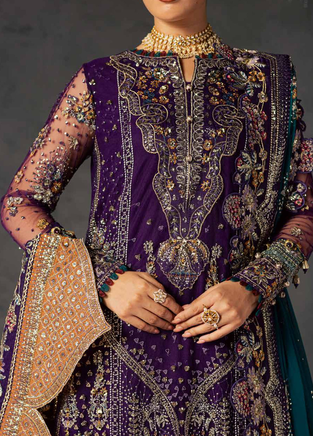 Muse Formal by Nureh Unstitched Embroidered Chiffon 3 Piece Suit NU26UMF NFM-06 - Wedding Collection