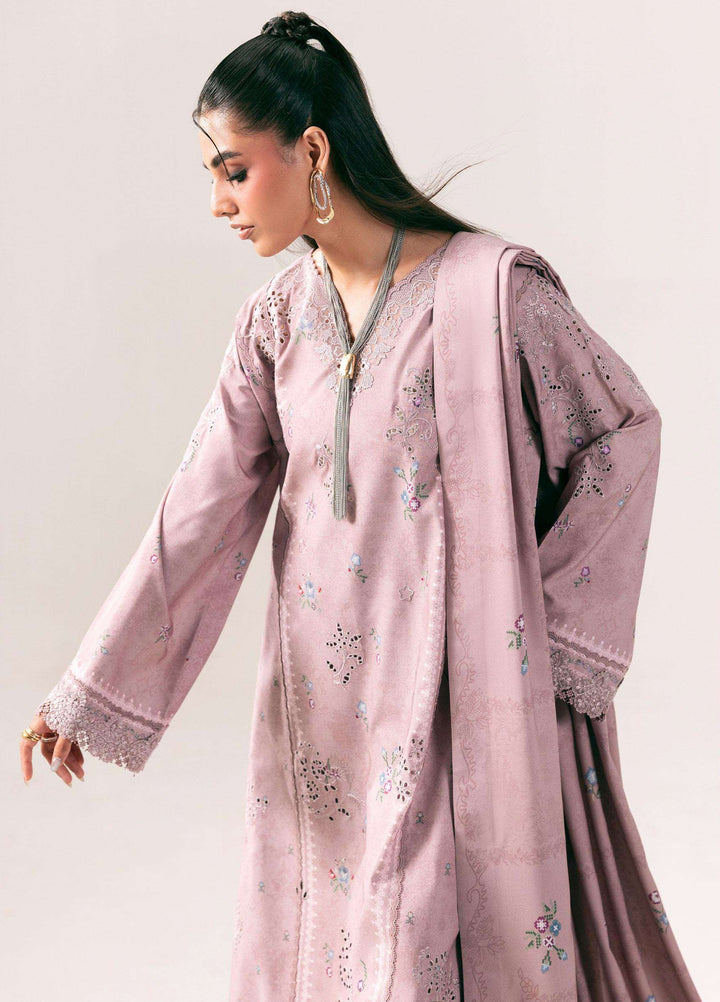 Q prints by Qalamkar Unstitched Embroidered Slub Linen 3 Piece Suit QLK26ULQ Waniya QPW-08B - Winter Collection