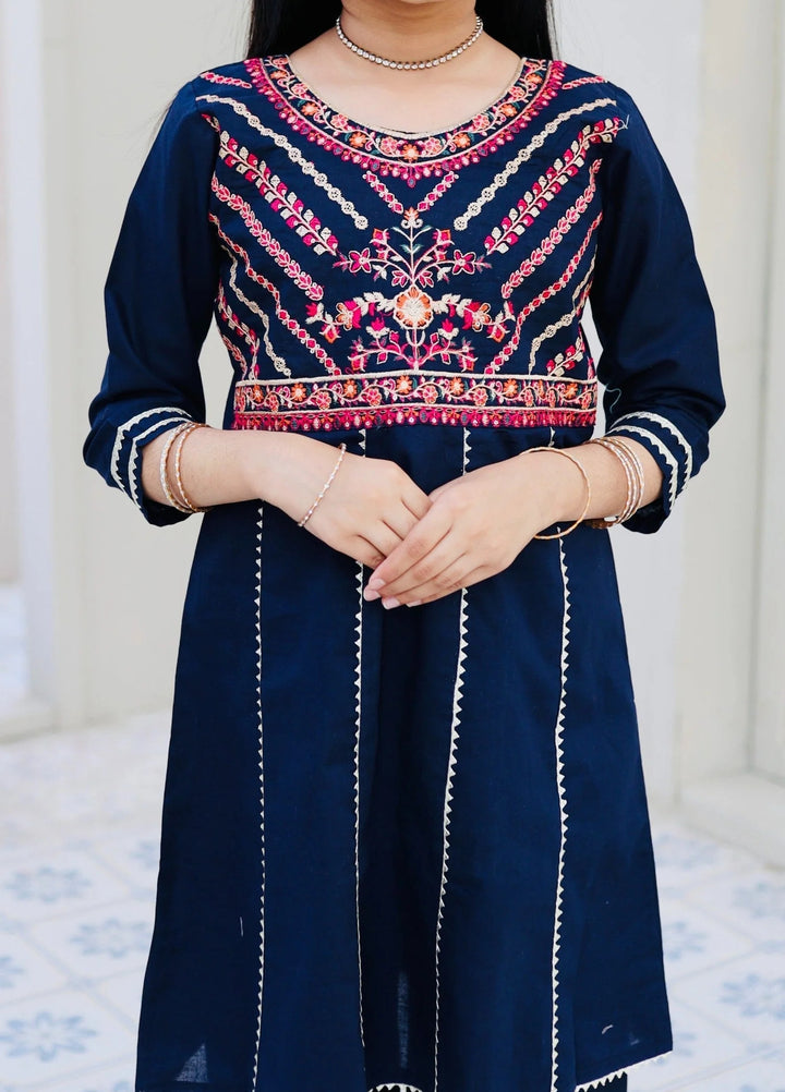 Khanak Girls RTW Embroidered Cotton 2 Piece Suit KST-125 - Casual Collection