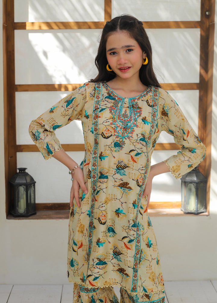 Khanak Girls RTW Embroidered Cotton 2 Piece Suit KST-148 - Casual Collection