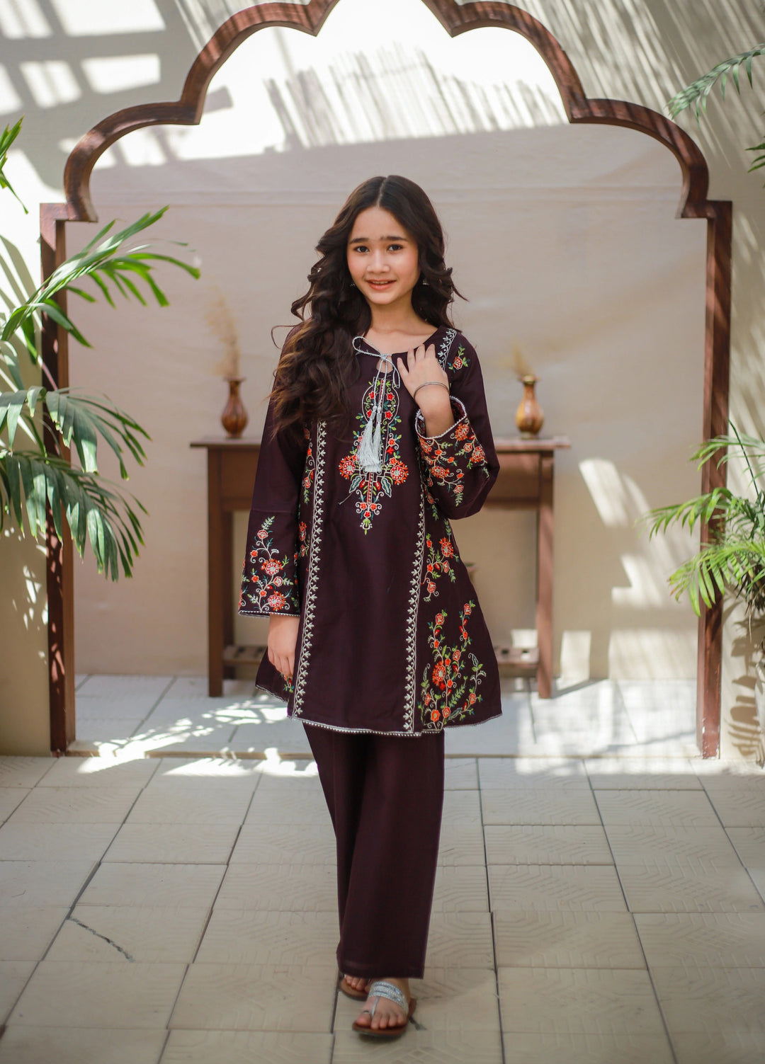 Khanak Girls RTW Embroidered Cotton 2 Piece Suit KST-171 - Casual Collection