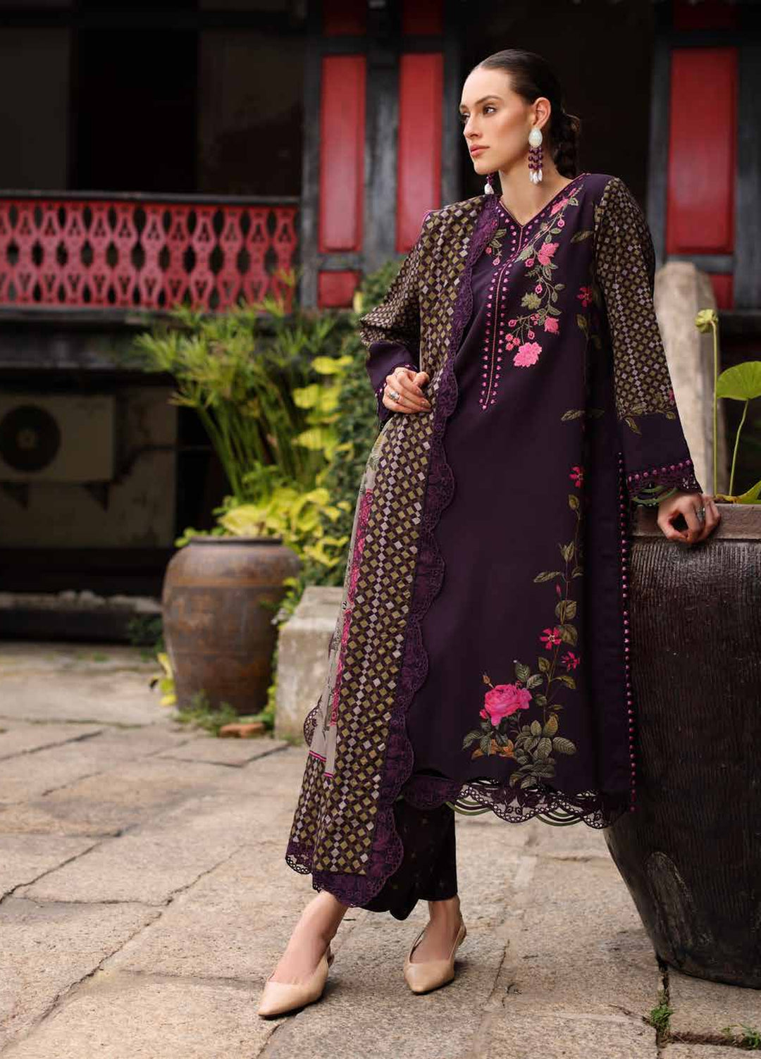 Combination by Charizma Unstitched Embroidered Linen 3 Piece Suit CHR26UCL CCW7-05 - Casual Collection