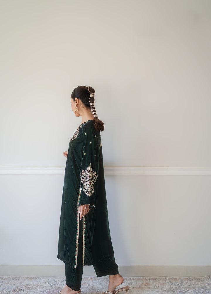 Atelier Velours by Rashid Textiles RTW Embroidered Velvet 2 Piece Suit RT26RAV Emerald - Festive Collection