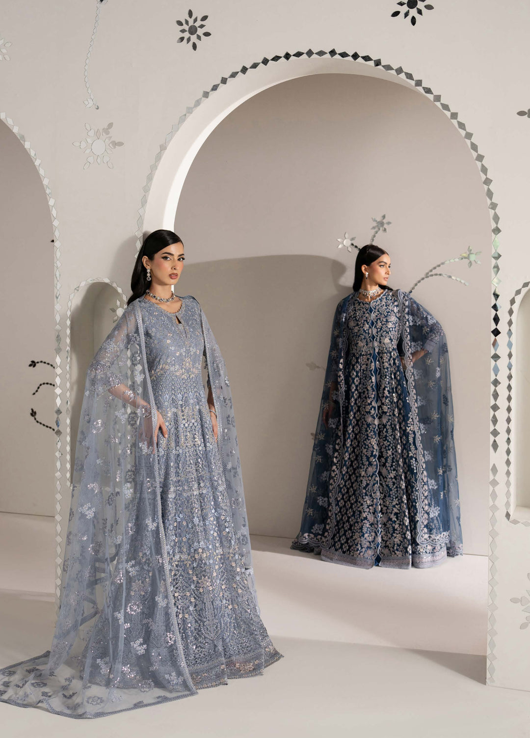 Shehnai by Lavish Premium Unstitched Embroidered Organza 3 Piece Suit LVP26USO SH-04 AAB-E-NEEL - Wedding Collection