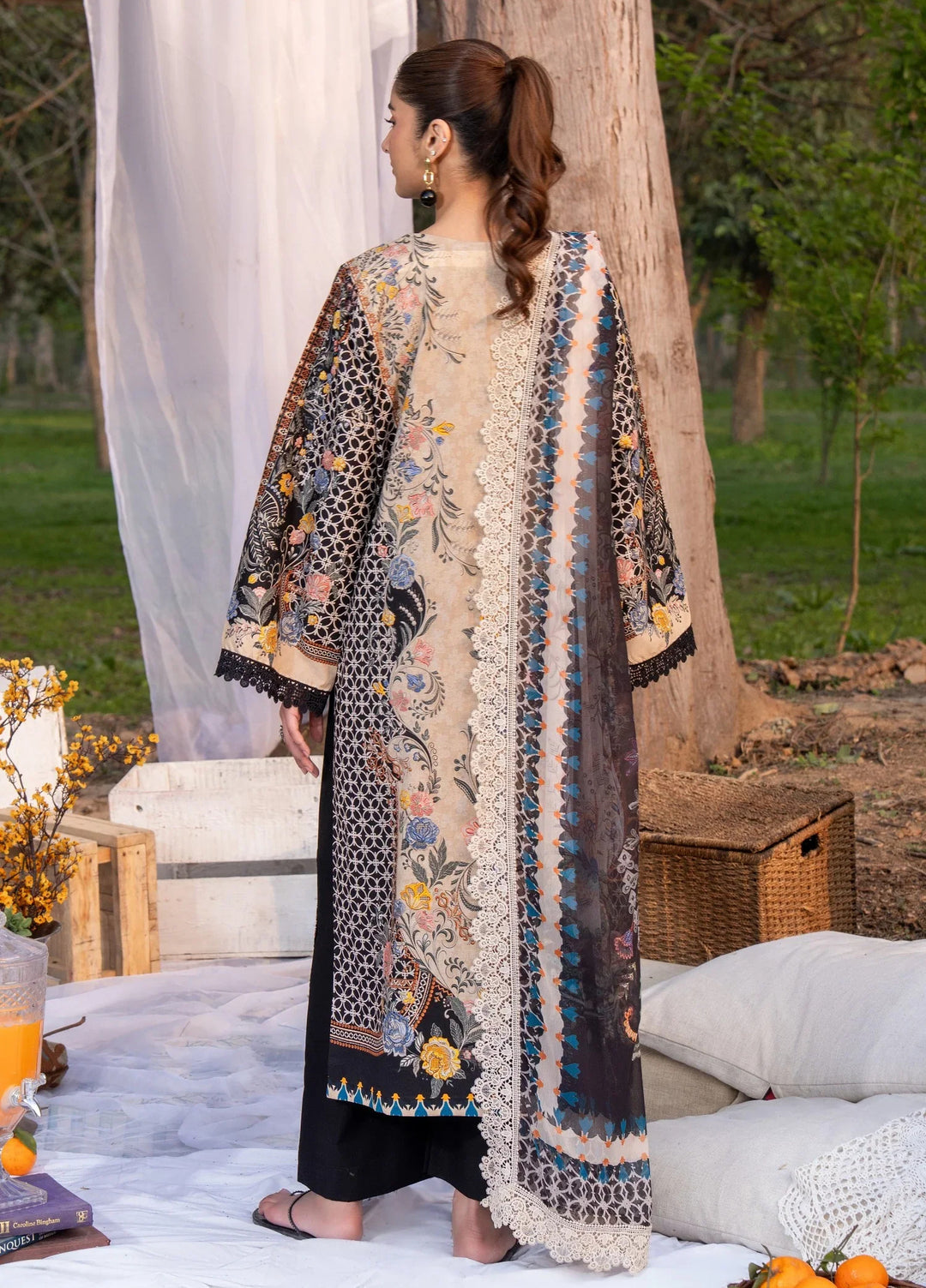 Chandan Nagri Women RTW Embroidered Lawn 3 Piece Suit Scarlet Veil - Festive Collection