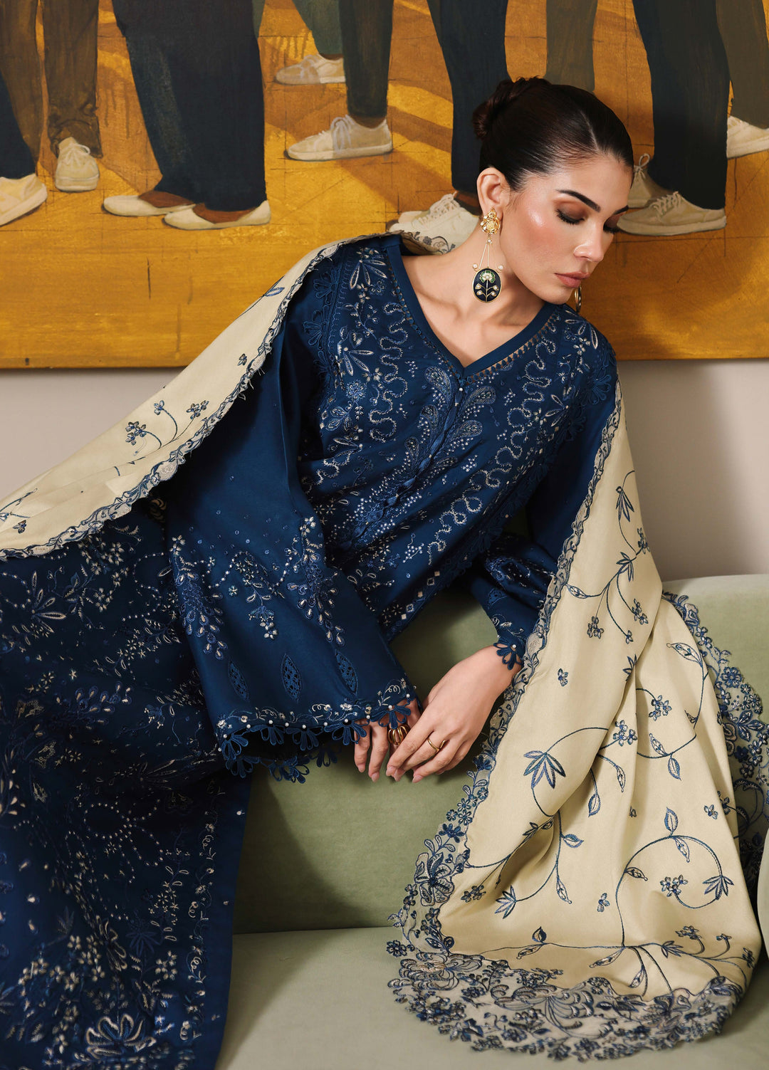 Nureh Exclusive Unstitched Embroidered Marina 3 Piece Suit NU26UEM NE-278 - Festive Collection