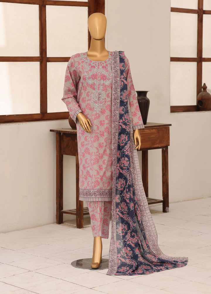 Identic by HZ Textiles Unstitched Embroidered Cotton 3 Piece Suit HZ26UCI PDW 3329-E - Casual Collection