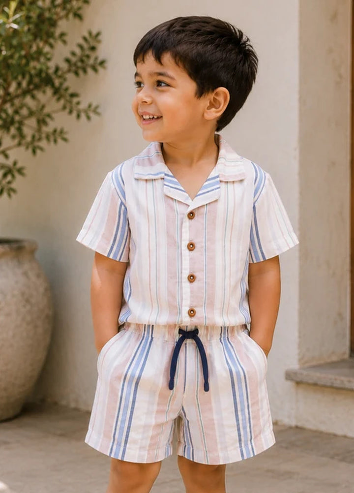 BabyCo Kids RTW Printed Cotton Co-Ord Sets Suit Harbour Stripe Unisex - Casual Collection