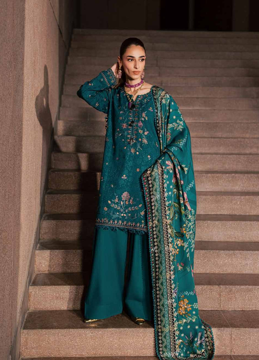 Maya by Nureh Unstitched Embroidered Jacquard Linen 3 Piece Suit NU26UMLJ NW-126 - Festive Collection