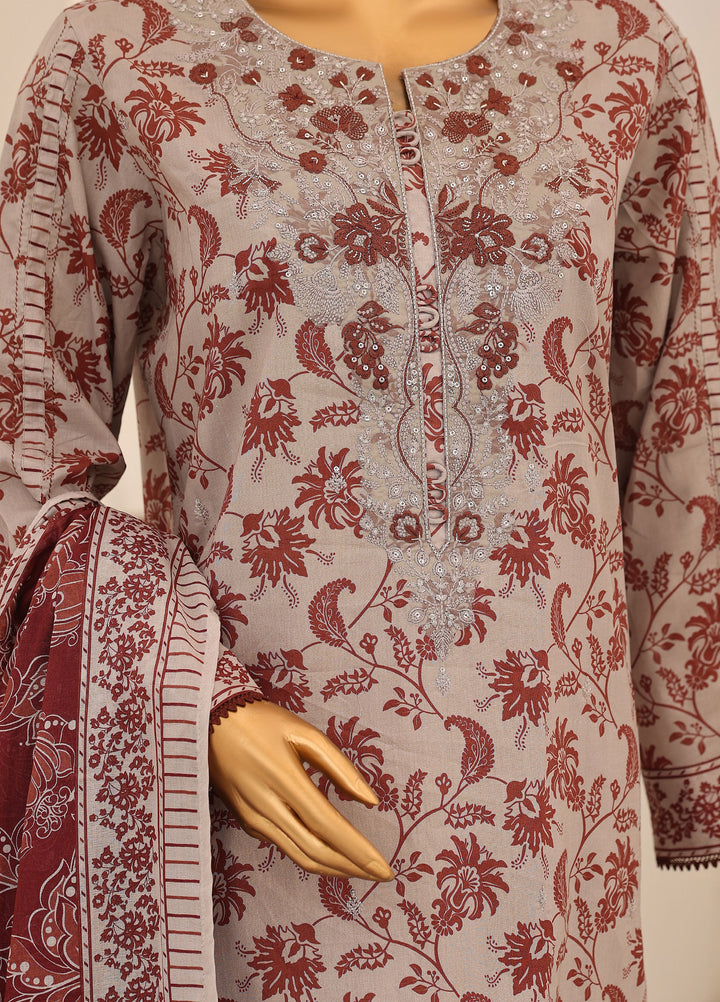 Identic by HZ Textiles Unstitched Embroidered Cotton 3 Piece Suit HZ26UCI PDW-3329-D - Casual Collection