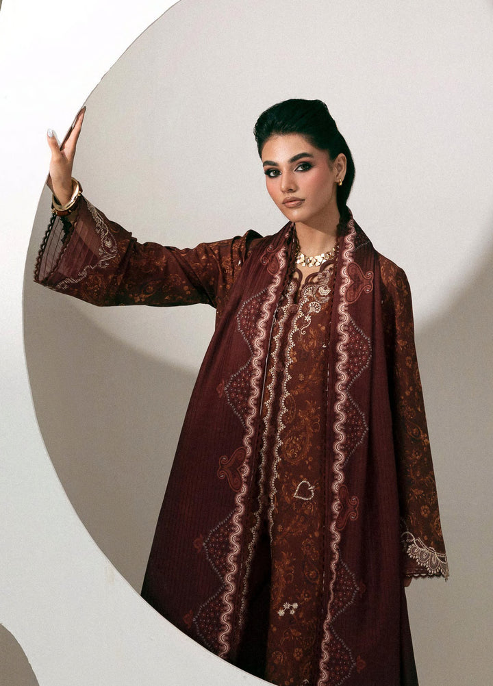 Q prints by Qalamkar Unstitched Embroidered Slub Linen 3 Piece Suit QLK26ULQ Jaza QPW-01A - Winter Collection