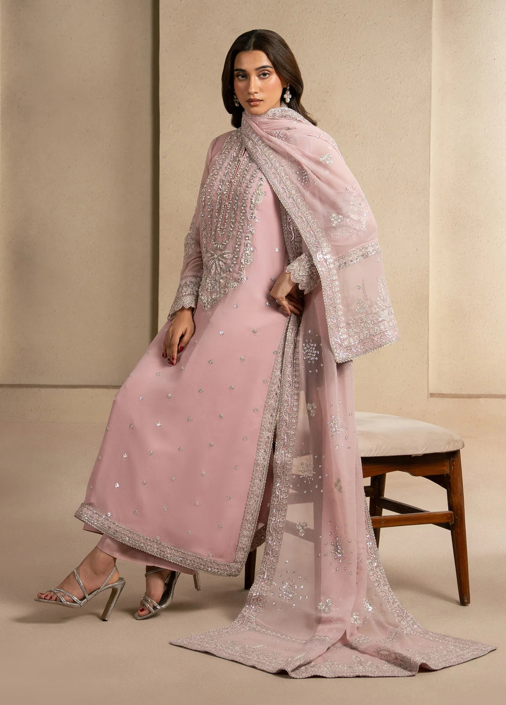 Xenia Formals Unstitched Embroidered Chiffon 3 Piece Suit XF-1289 Nila - Festive Collection