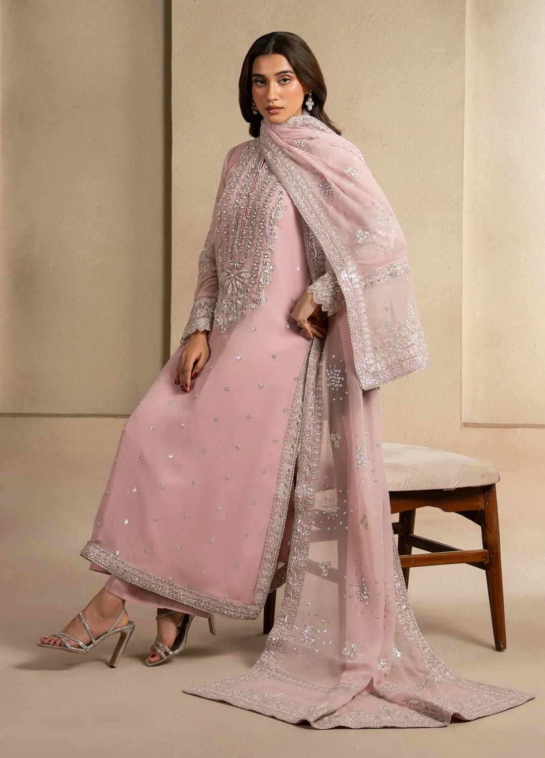 Xenia Formals Unstitched Embroidered Chiffon 3 Piece Suit XF-1289 Nila - Festive Collection