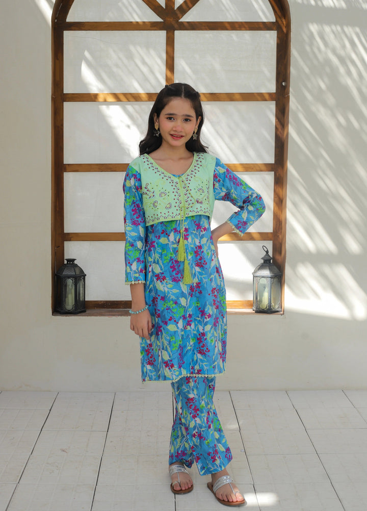 Khanak Girls RTW Embroidered Cotton 2 Piece Suit KST-137 - Casual Collection