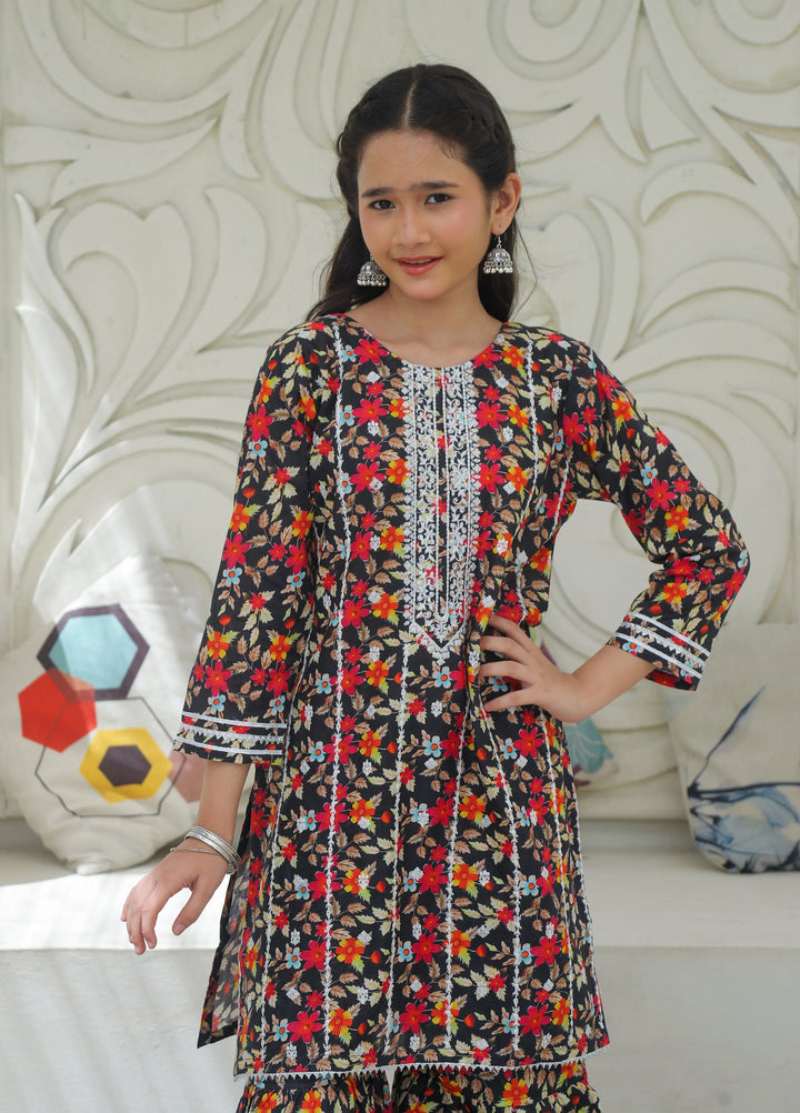 Khanak Girls RTW Embroidered Cotton 2 Piece Suit KST-193 - Casual Collection