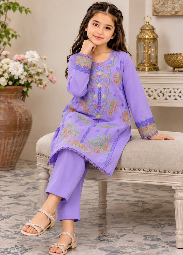 Khanak Girls RTW Embroidered Cotton 2 Piece Suit KST-214 - Casual Collection