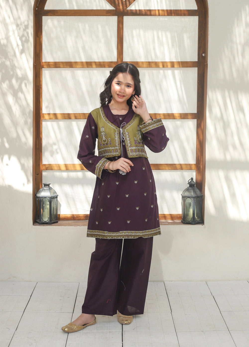 Khanak Girls RTW Embroidered Cotton 2 Piece Suit KST-136 - Casual Collection