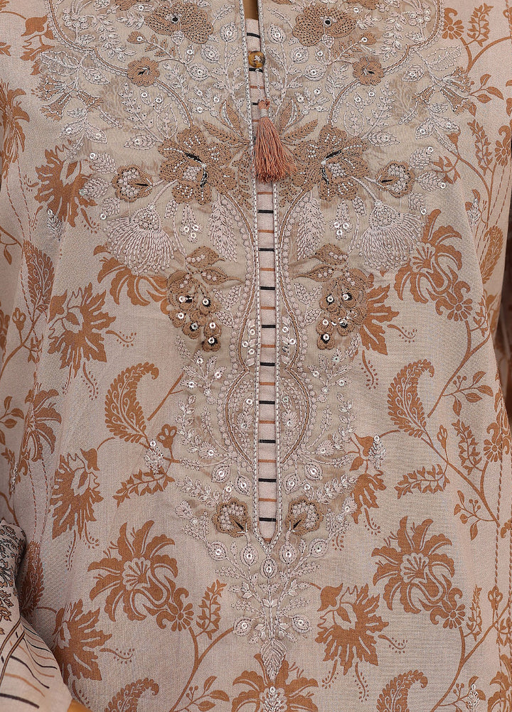 Identic by HZ Textiles Unstitched Embroidered Cotton 3 Piece Suit HZ26UCI PDW-3329-C - Casual Collection