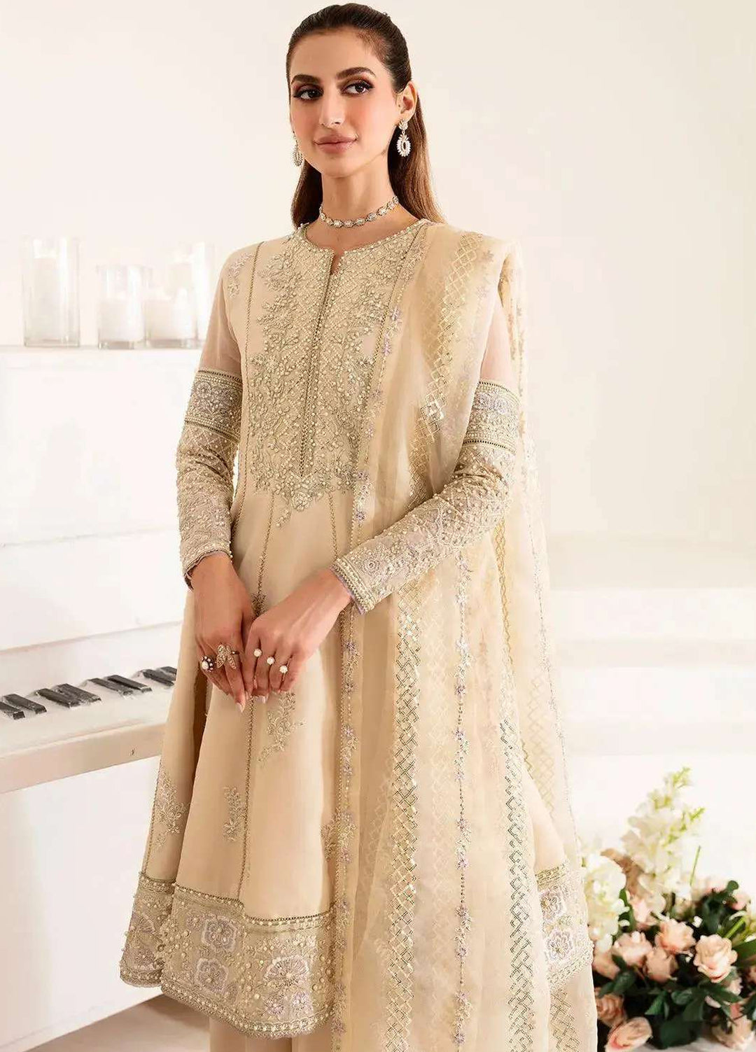 Alizeh Fashion Unstitched Embroidered Chiffon 3 Piece Suit AF26UCF AF-HM-4011-Denis - Festive Collection