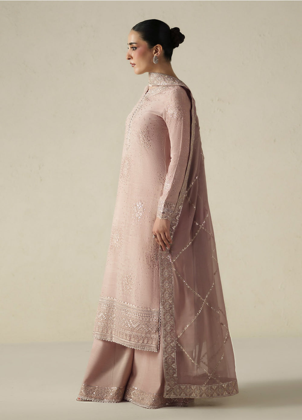 Vera Unstitched Embroidered Raw Silk 3 Piece Suit VR26URF Naqsh Soft Pink - Festive Collection