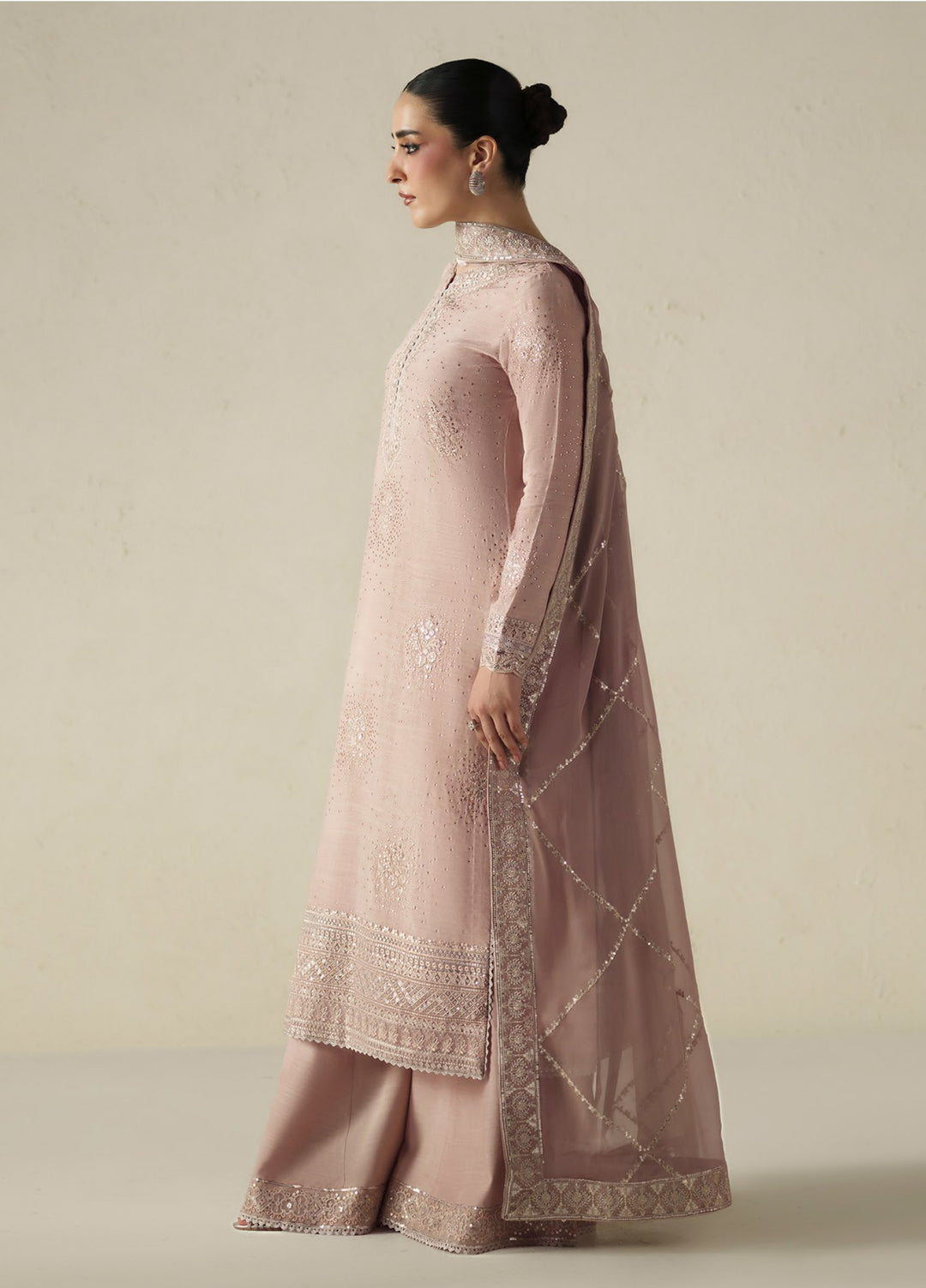 Vera Unstitched Embroidered Raw Silk 3 Piece Suit VR26URF Naqsh Soft Pink - Festive Collection