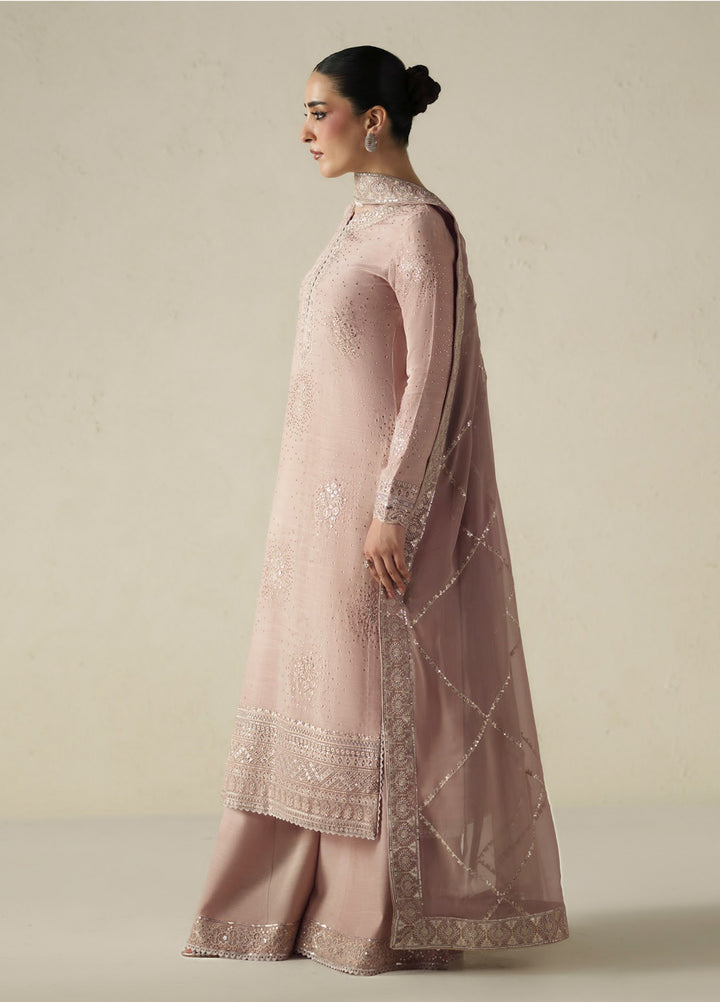 Vera Unstitched Embroidered Raw Silk 3 Piece Suit VR26URF Naqsh Soft Pink - Festive Collection