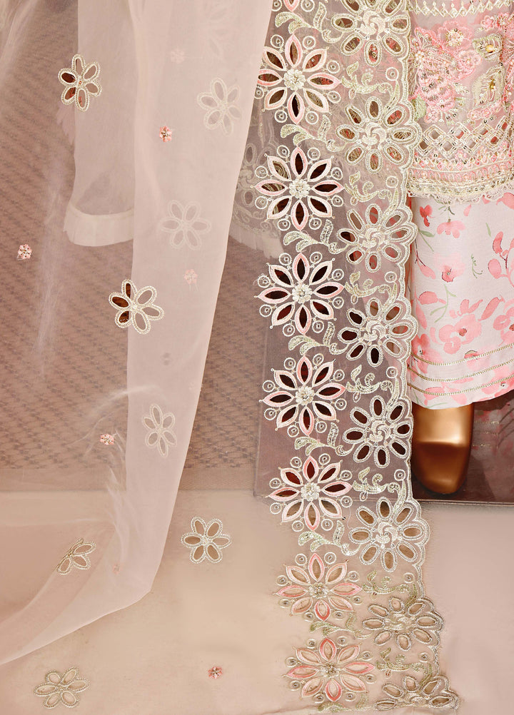 Shaahkaar by HZ Textiles RTW Embroidered Organza 3 Piece Suit HZ26PSO HZK-243 Pastel Green - Festive Collection