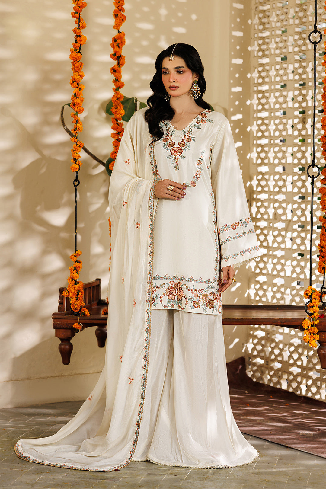 Noore Eid by Panache Women RTW Embroidered Raw Silk 3 Piece Suit Farasha - Eid Collection