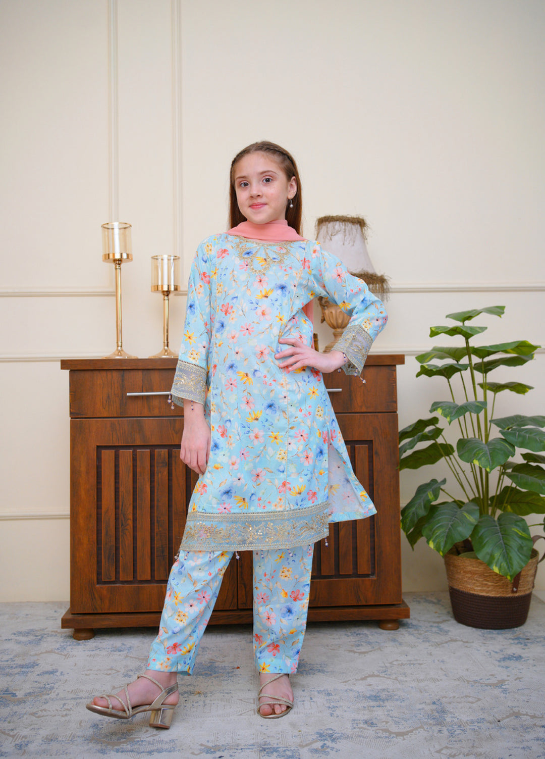 Shanzey Girls RTW Embroidered Lawn 3 Piece Suit SZ26PL SHK-6804 - Casual Collection