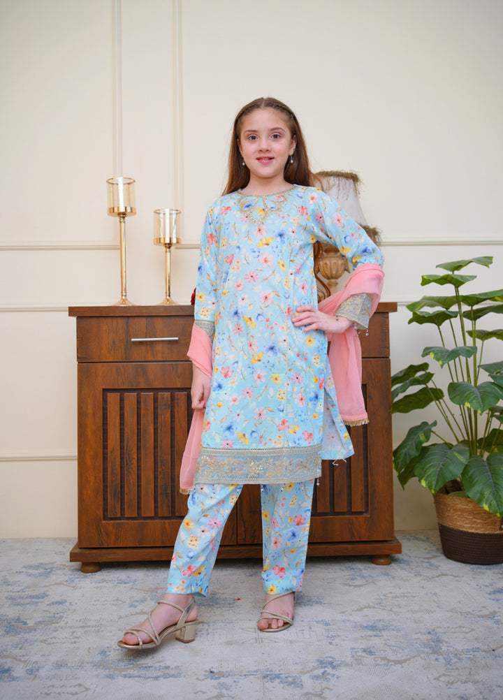 Shanzey Girls RTW Embroidered Lawn 3 Piece Suit SZ26PL SHK-6804 - Casual Collection