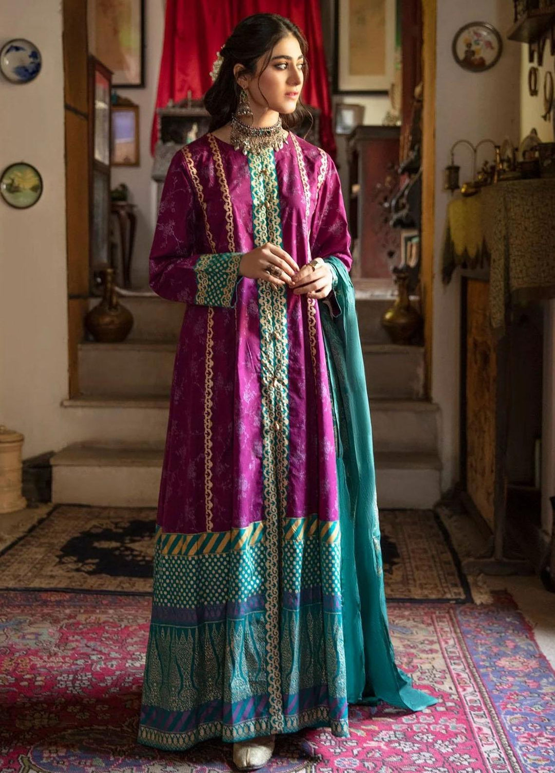 Garnet Clothing Screen Printed Lawn Stitched 2 Piece Suit REHBAR