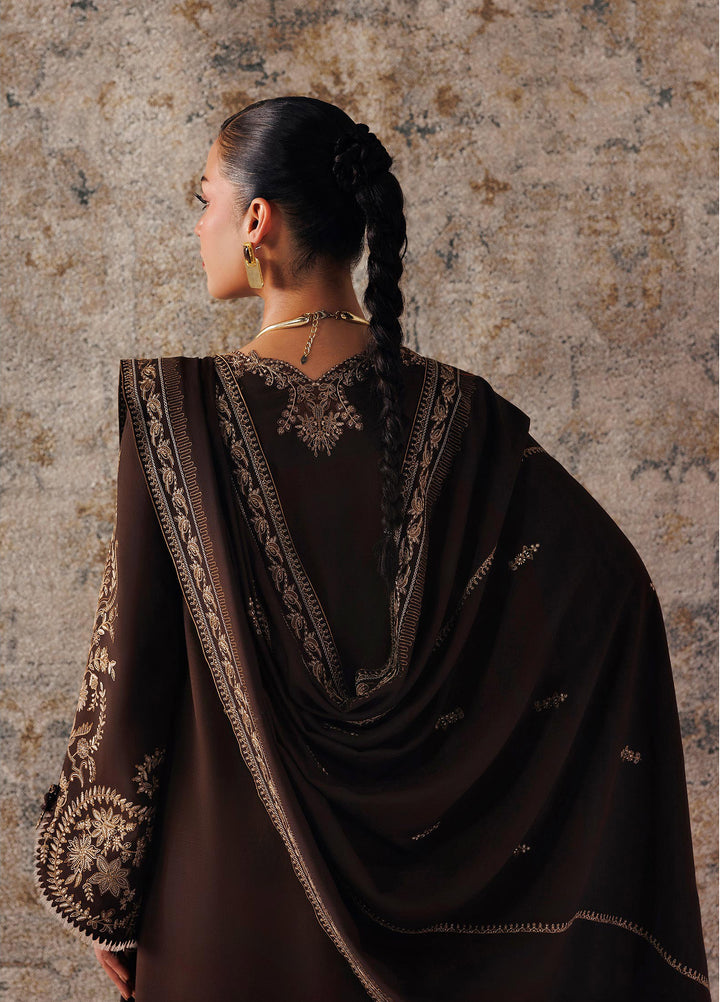 Q line by Qalamkar Unstitched Embroidered Slub Linen 3 Piece Suit QLK26UQL Shaheen QLW-04 - Winter Collection