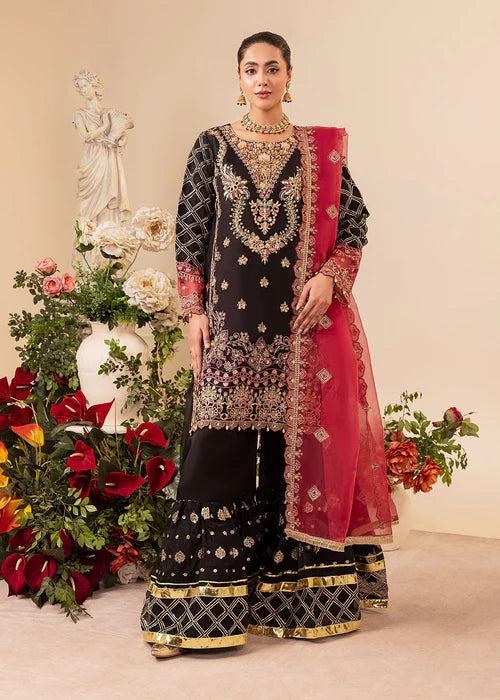 Diara Couture Pret Embroidered Organza 3 Piece Suit Eleanor Black