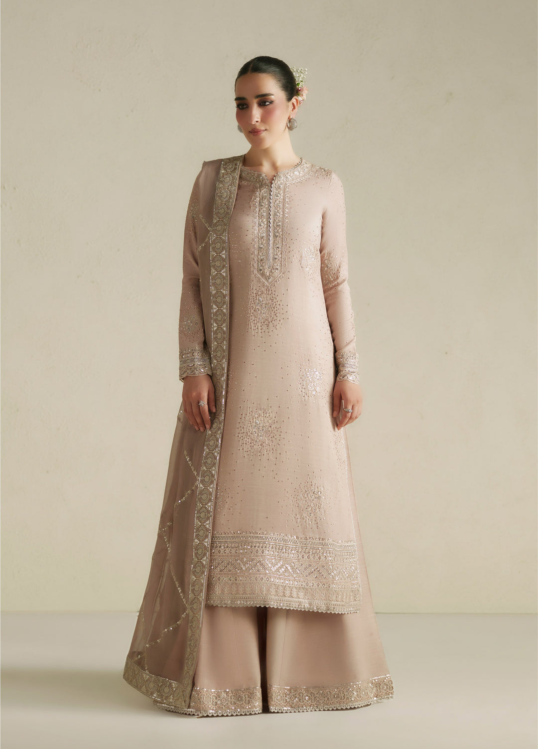 Vera Unstitched Embroidered Raw Silk 3 Piece Suit VR26URF Naqsh Soft Pink - Festive Collection