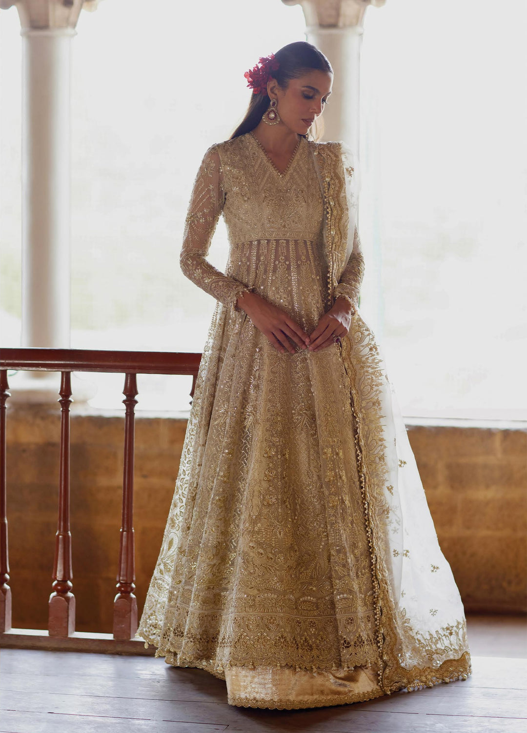 Dastangoi by Afrozeh Unstitched Embroidered Organza 3 Piece Suit AF26UDW Hikayat FW01213 - Wedding Collection