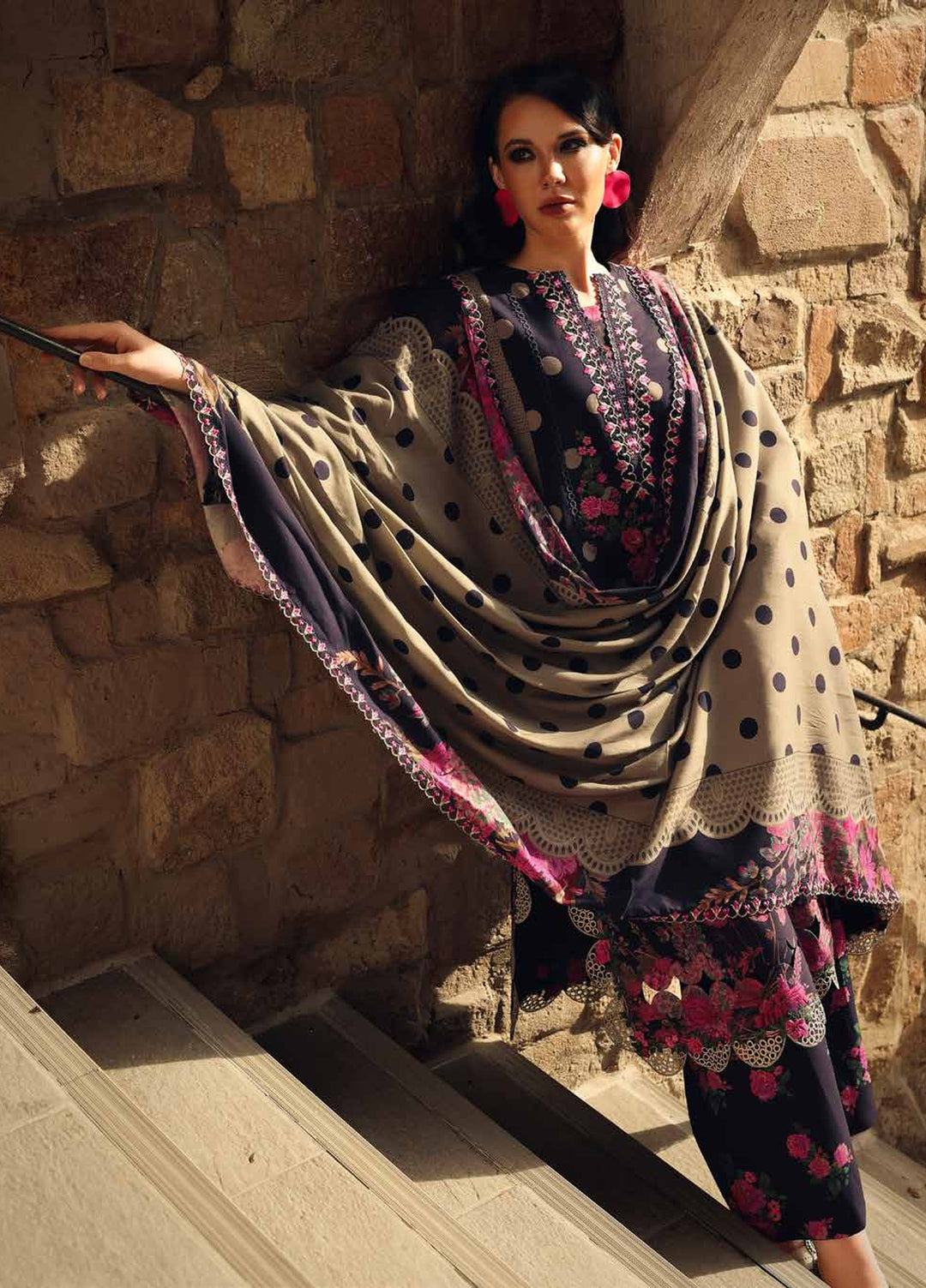 Combination by Charizma Unstitched Embroidered Linen 3 Piece Suit CHR26UCL CCW7-08 - Casual Collection