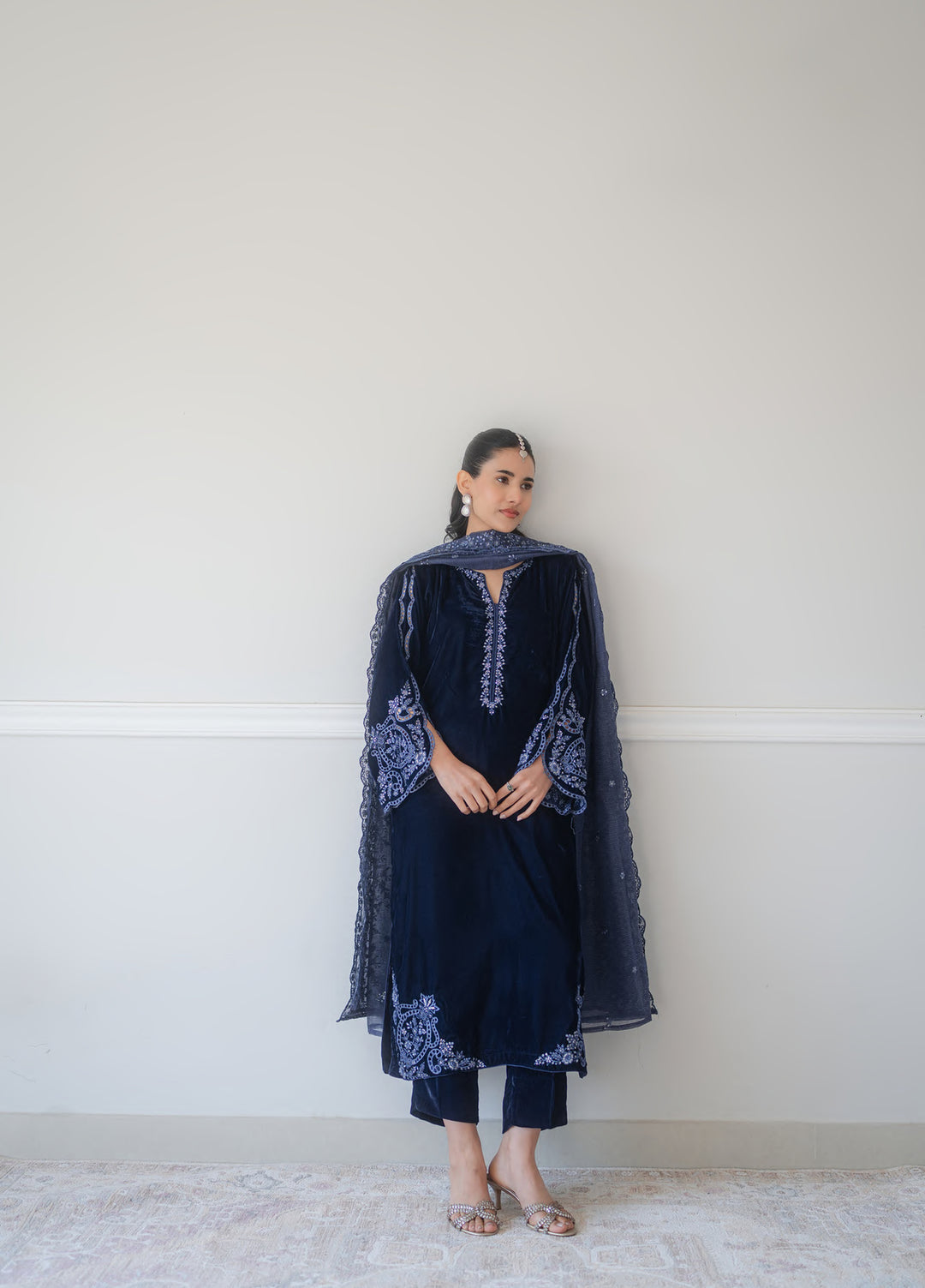 Atelier Velours by Rashid Textiles RTW Embroidered Velvet 3 Piece Suit RT26RAV Midnight - Festive Collection