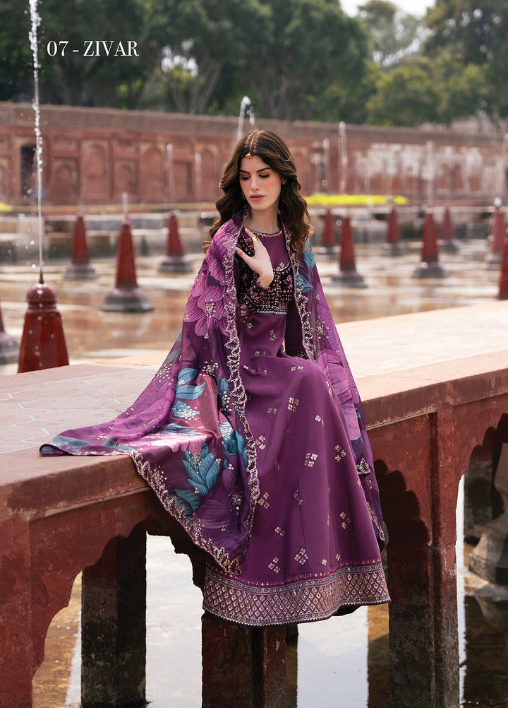 Mor by Xenia Formals Unstitched Embroidered Rawsilk 3 Piece Suit XE26UMV 07 ZIVAR - Festive Collection