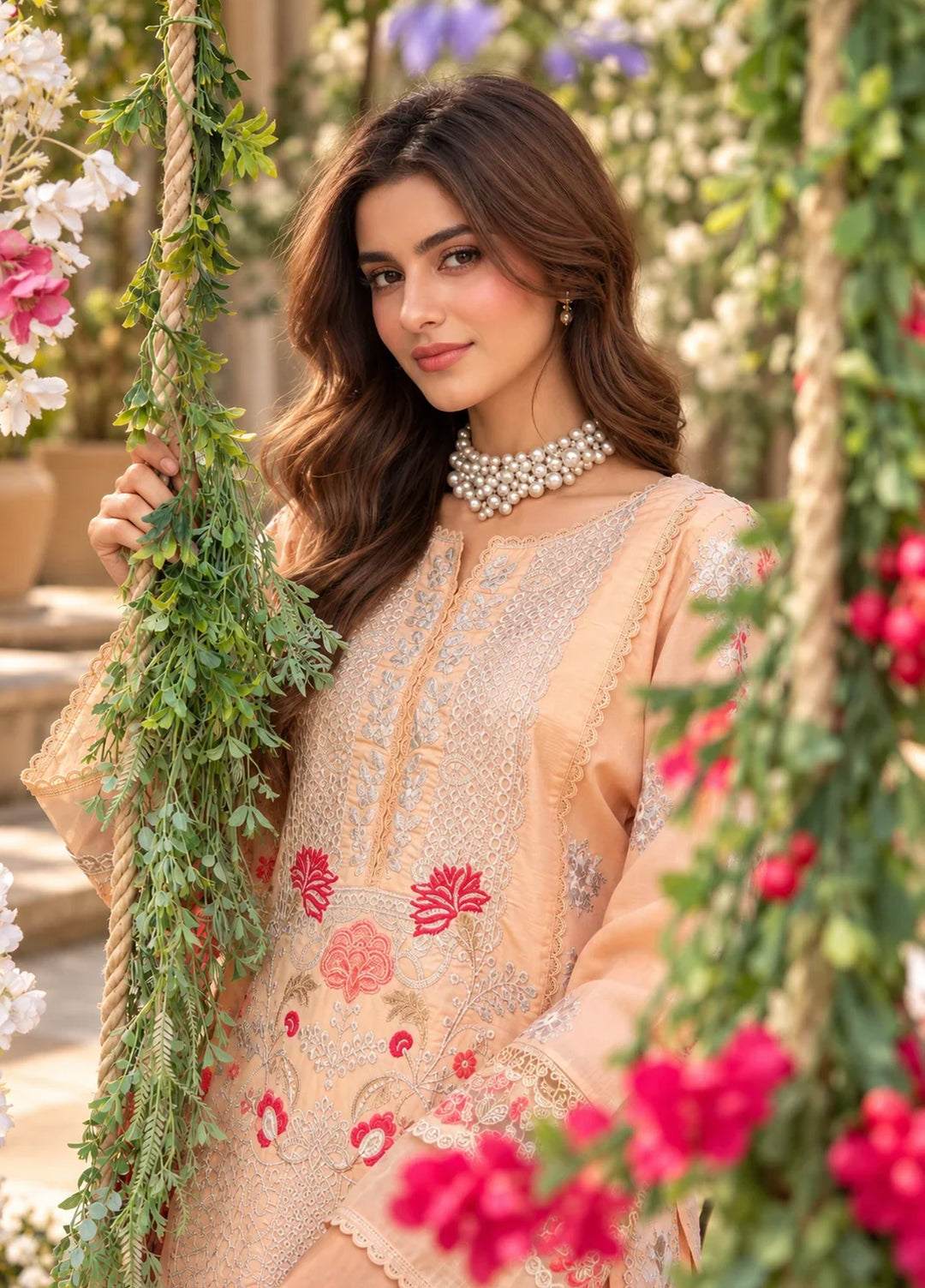 Chandan Nagri Women RTW Embroidered Lawn 3 Piece Suit Ayla Veil - Festive Collection