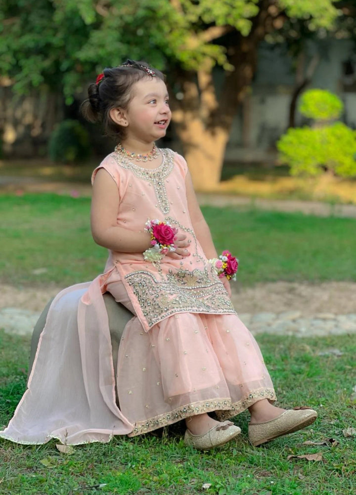 Khanak Girls RTW Embroidered Raw Silk 3 Piece Suit KG-12 - Festive Collection