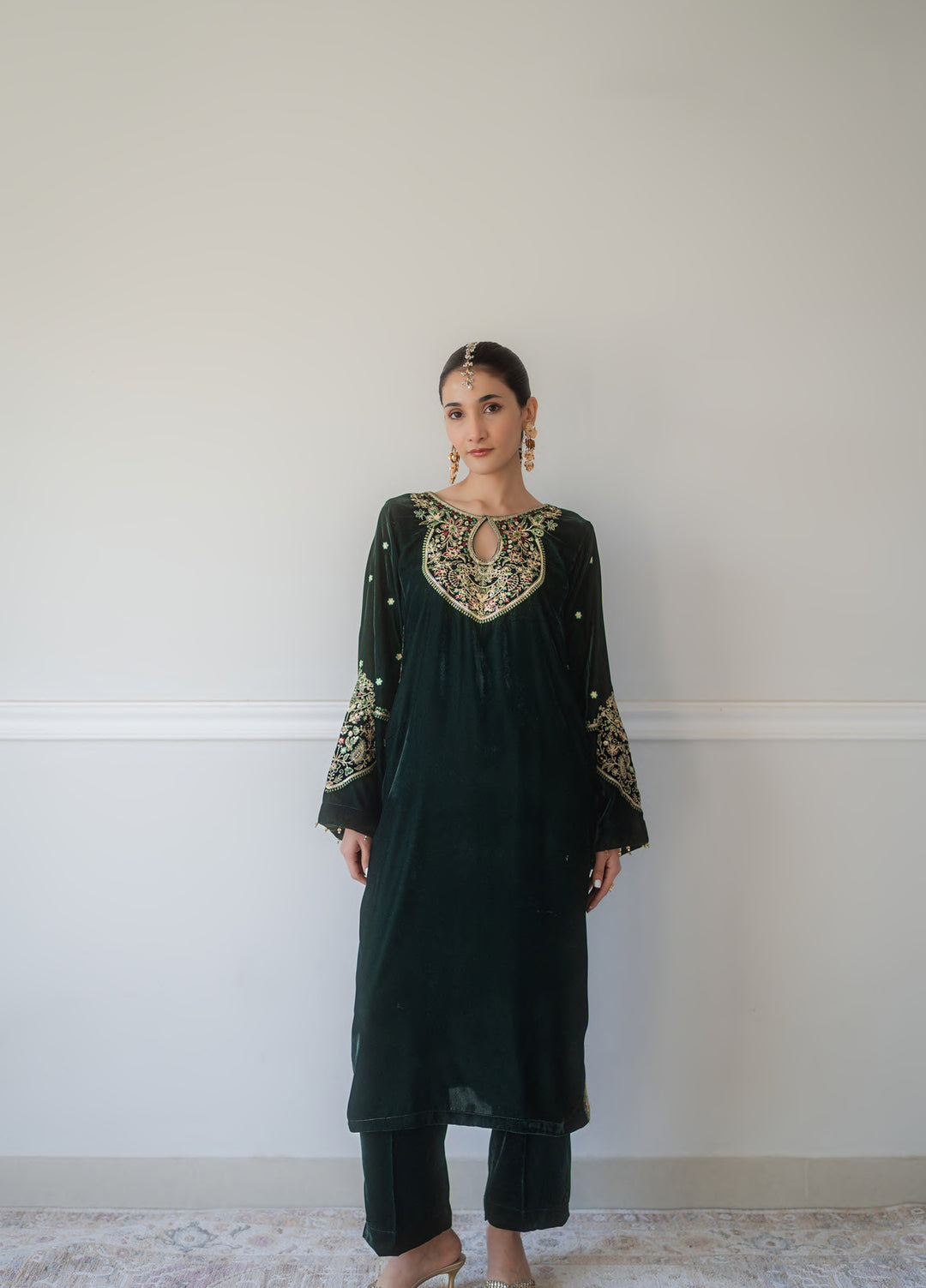Atelier Velours by Rashid Textiles RTW Embroidered Velvet 2 Piece Suit RT26RAV Emerald - Festive Collection