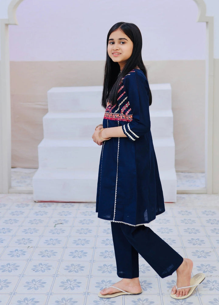 Khanak Girls RTW Embroidered Cotton 2 Piece Suit KST-125 - Casual Collection